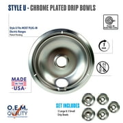Range Kleen 20125A Heavy Duty Chrome Plated Universal Drip Pans - 5 Pack