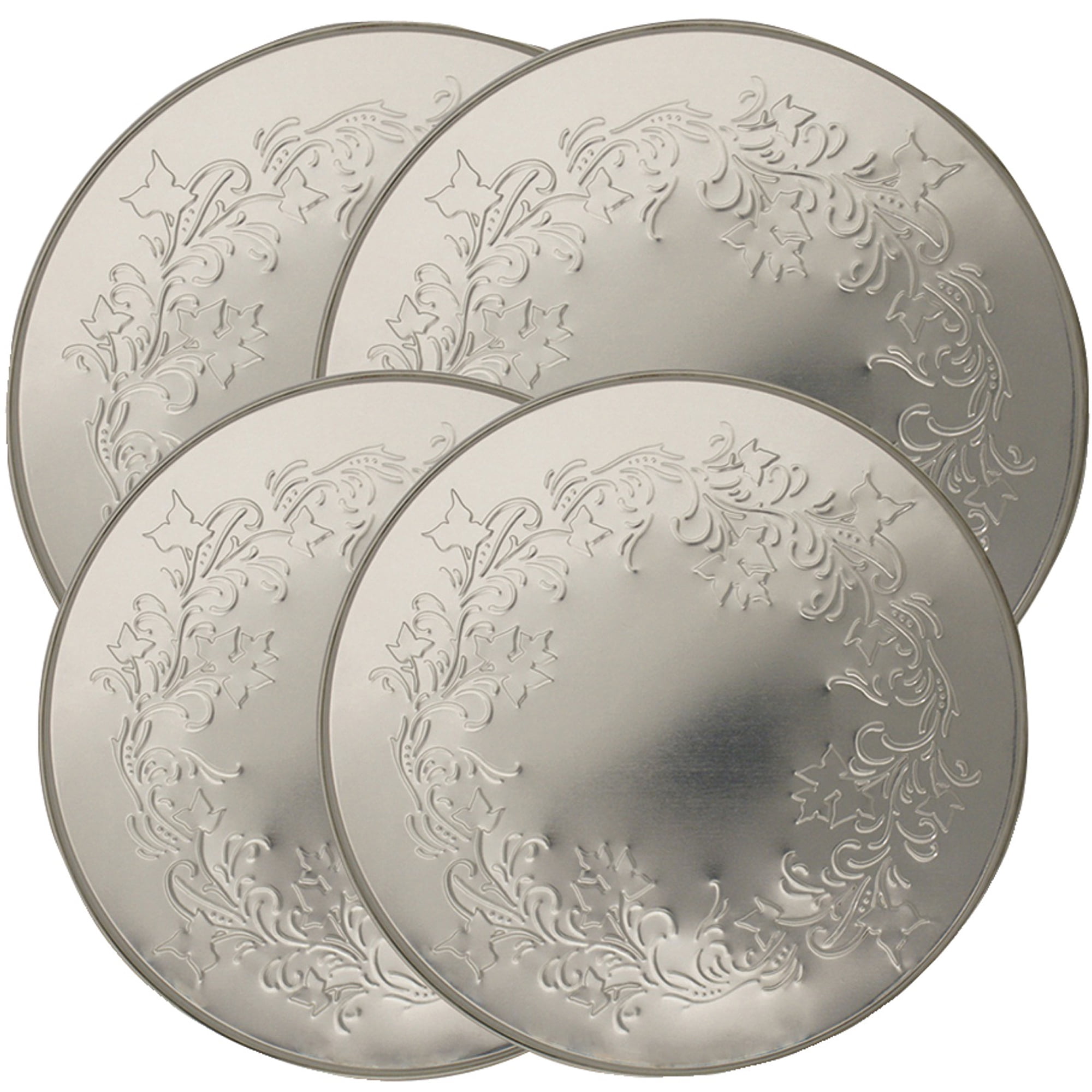 Range Kleen 5058  Round Metal Burner Kovers, Ivy Embossed Silver