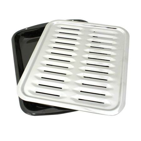 Range Kleen BP100 Heavy Duty Chrome Grill Pan & Black Porcelain Base Full Sized Broiler Pan