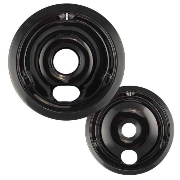 Range Kleen P12782XCD5 Style A Black Porcelain Drip Bowls, 2 Piece