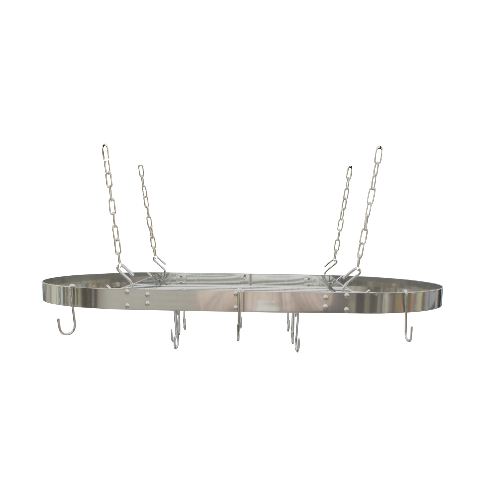 Stainless Steel Oval Ceiling Pot Rack with Hooks