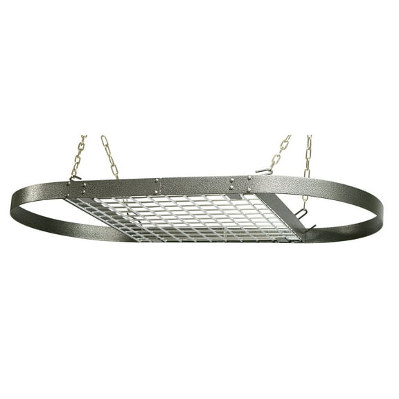 Range Kleen CW6016 Hammered Gray Enameled Oval Hanging Pot Rack - 33 inches long