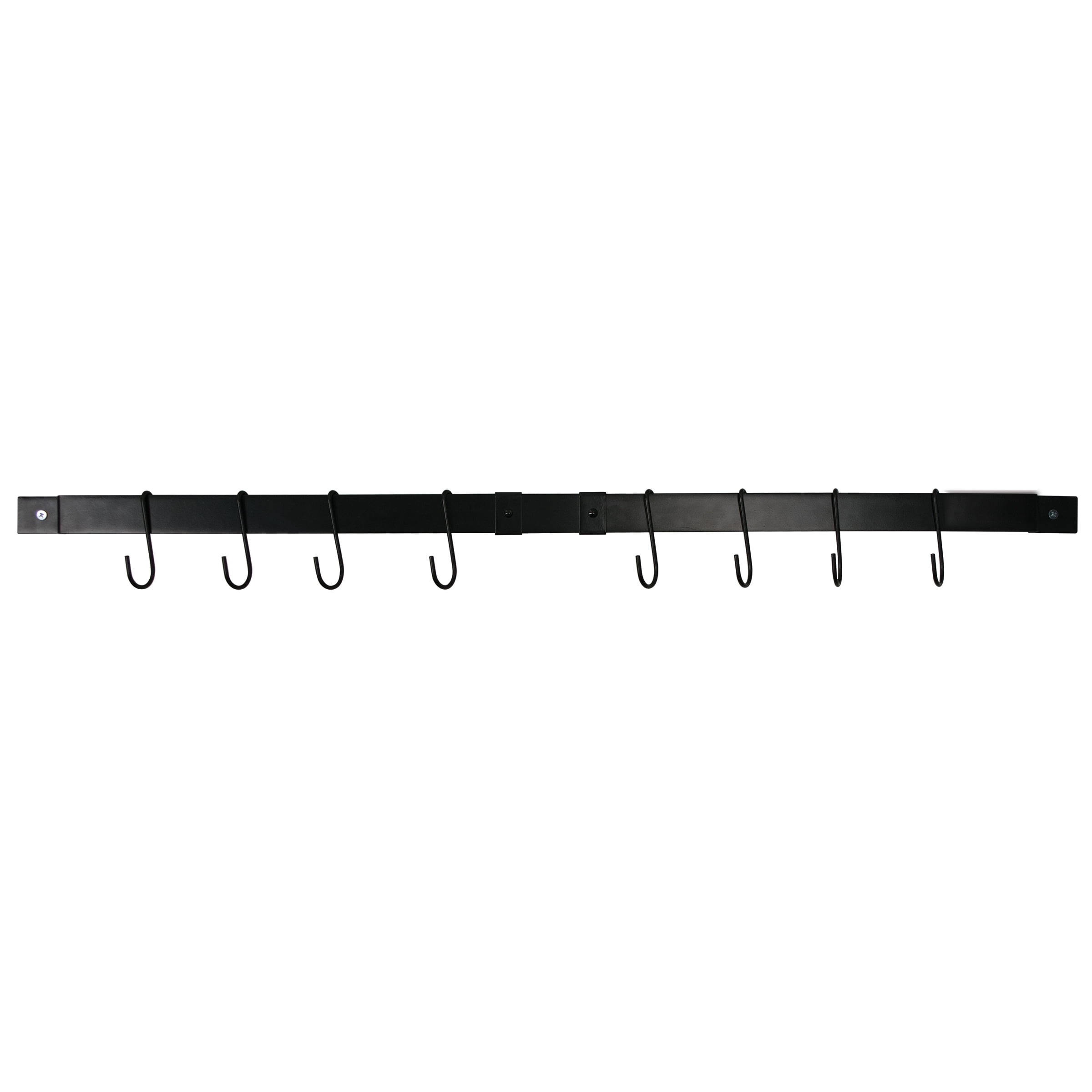 Black Adjustable Wall-Mounted Metal Pot Rack with Hooks