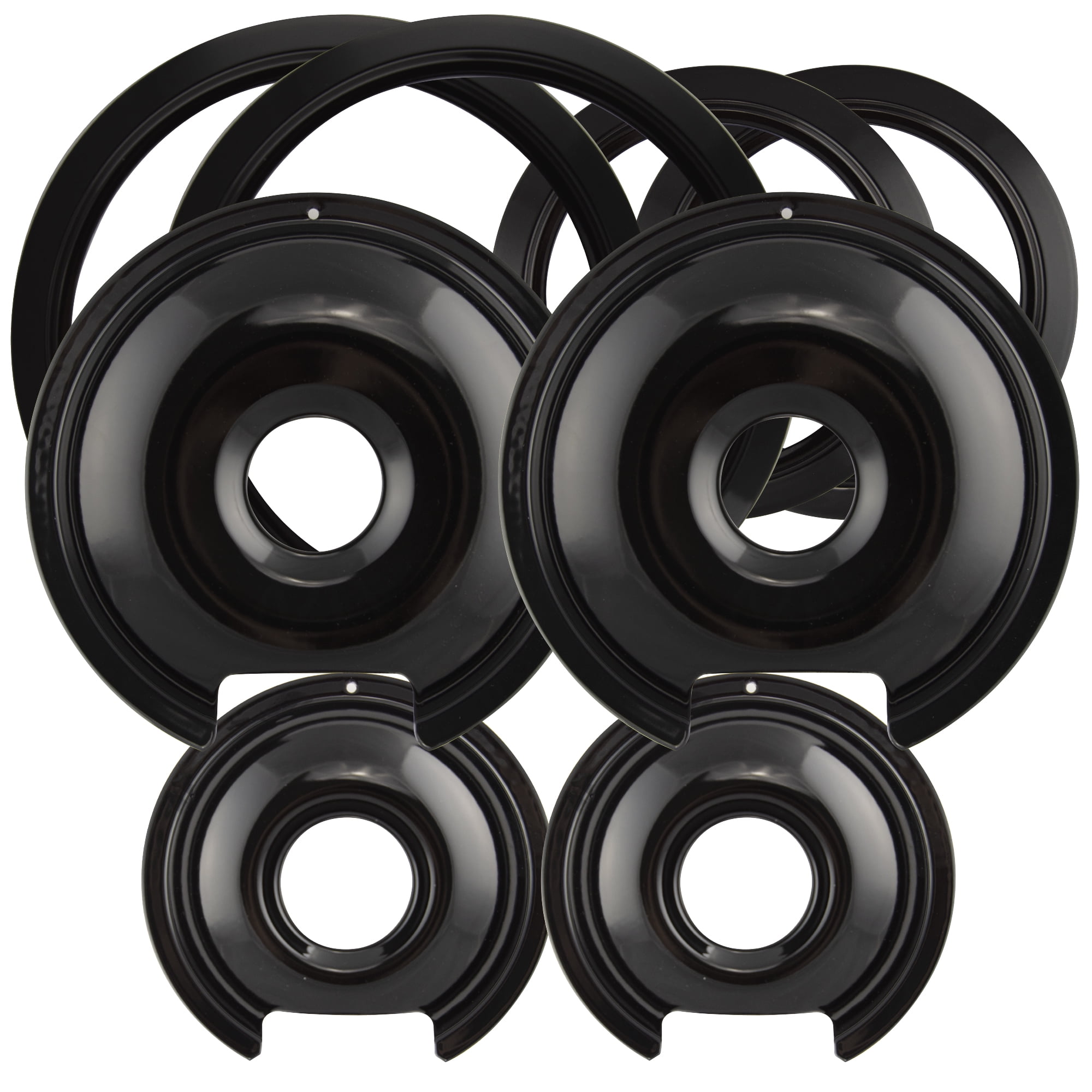 Range Kleen P1056RGE8 Style D 2 Large and 2 Small Drip Pans and Trim Rings Set