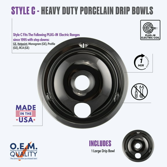 Range Kleen P180 Large Porcelain C Drip Pan