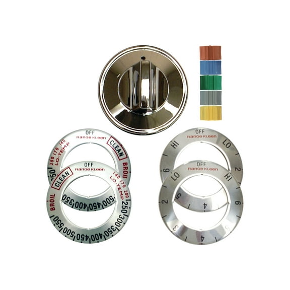Range Kleen Single Replacement Knob Kit, Electric Ranges, Chrome, 10 Pieces