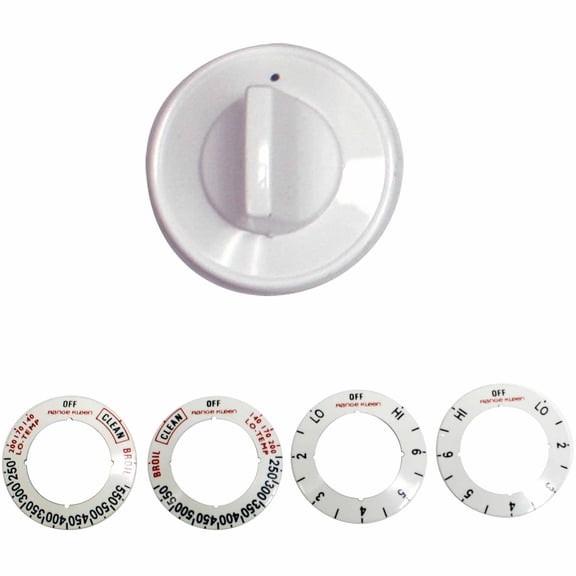 Range Kleen Single Replacement Knob Kit, White, 10 Pieces