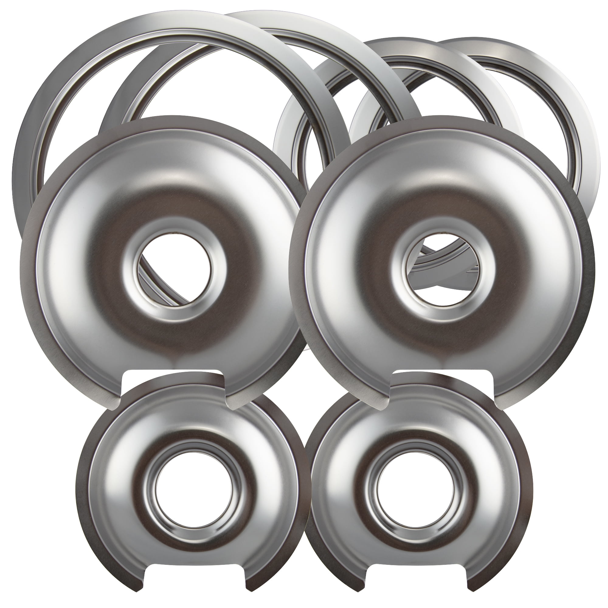 Range Kleen Style D 8Pack Heavy Duty Chrome 4 Piece Drip Pans and 4