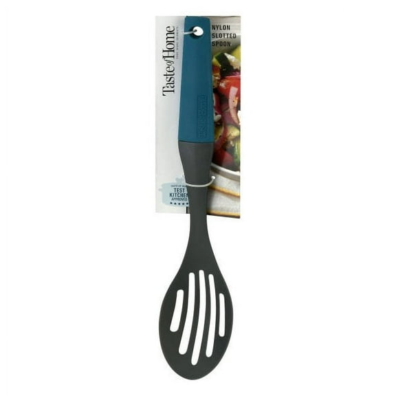 Range Kleen TG554A Taste of Home Nylon Slotted Spoon, Sea Green & Ash Gray