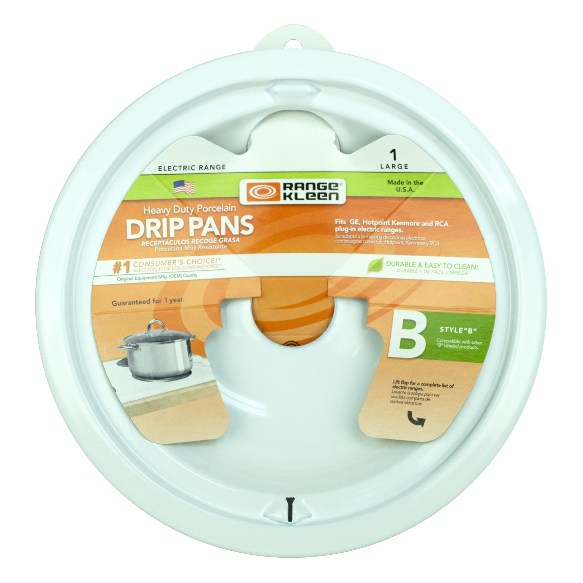 Range Kleen White Porcelain Large Drip Bowl, Style "B"