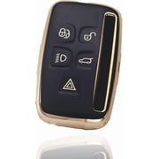 Range Rover Car Key Cover, Black Soft TPU Fob Cover 5 Buttons Key Shell Protector Remote Control Premium Key Protection Case, Compatible With Range Rover Sport Evoque LR4 Jaguar