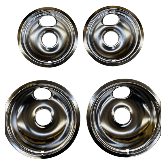 Range Top Drip Pans for Whirlpool, Sears, 2 of W10196406 & 2 of W10196405