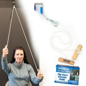 RangeMaster Over the Door Shoulder Pulley Physical Therapy Shoulder Tool Helps Enhance Range of Motion for Shoulder Pain and Surgery Recovery Spanish English Guide Metal Bracket (FSA/HSA)