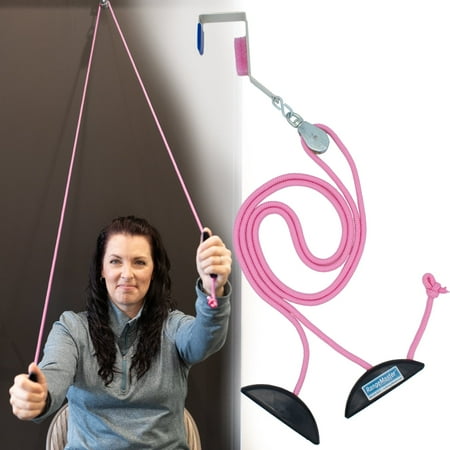 RangeMaster PinkRanger Shoulder Pulley with Patient Guide ¦ Aids Recovery and Rehabilitation ¦ Helps Enhance Pain Free Range of Motion ¦ Adjustable, Metal Bracket Door Attachment