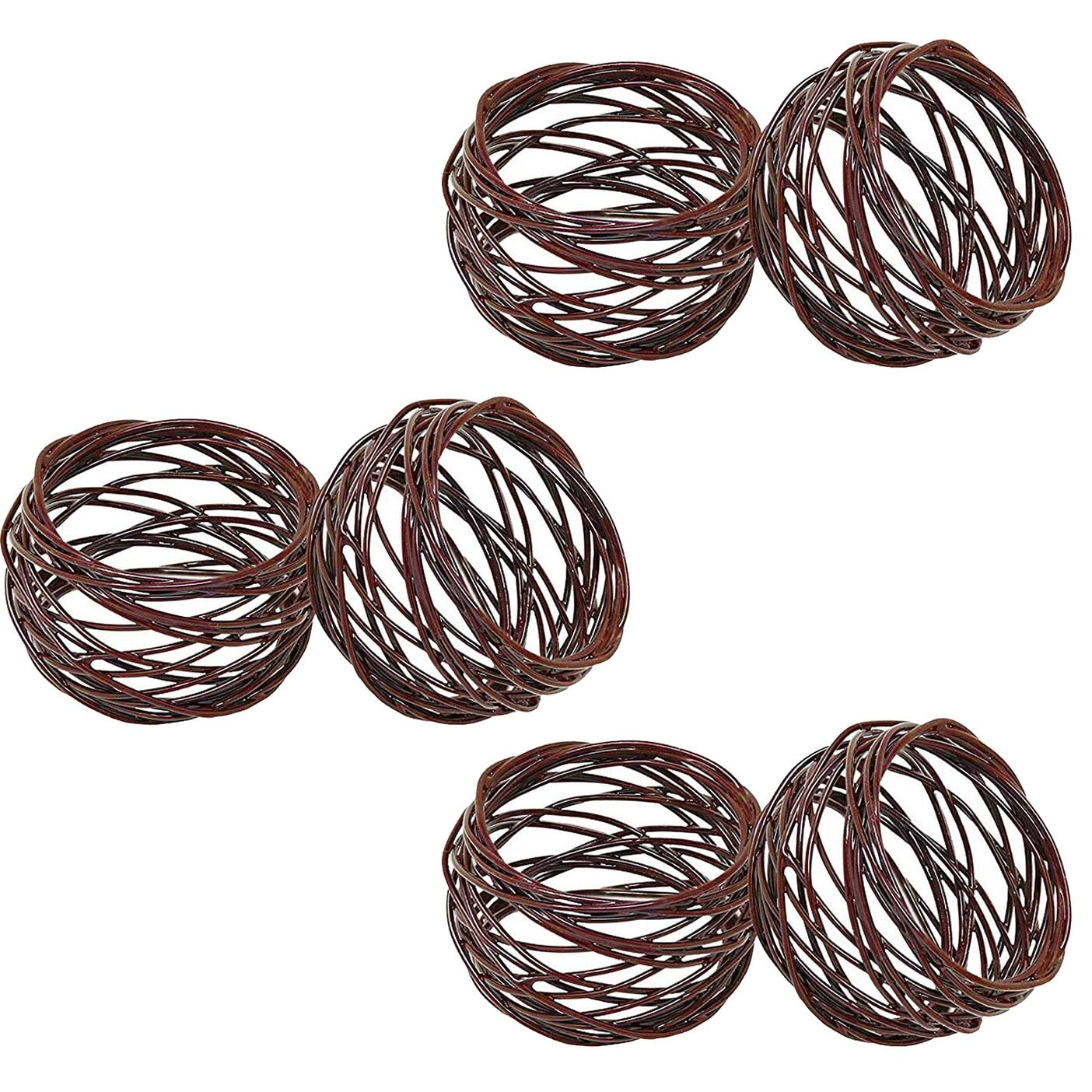Handmade Brown Metal Mesh Napkin Rings Set of 6