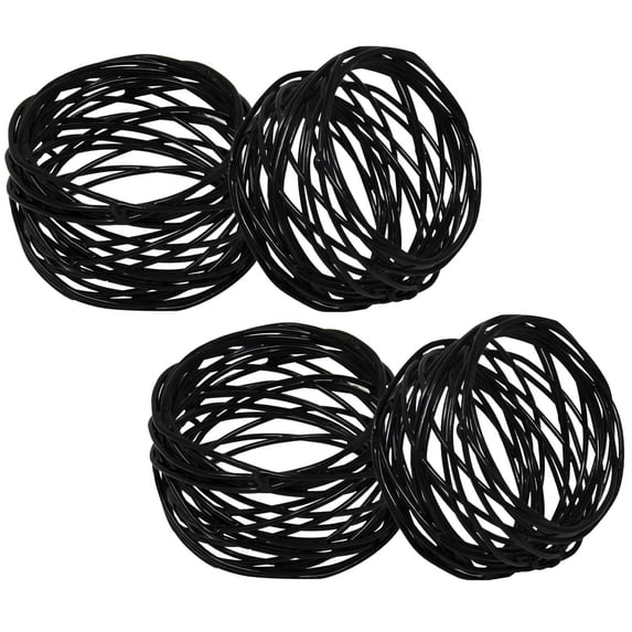 Rangeene Handmade Artisan Crafted Mesh Metal Dining Napkin Rings Black Set of 4