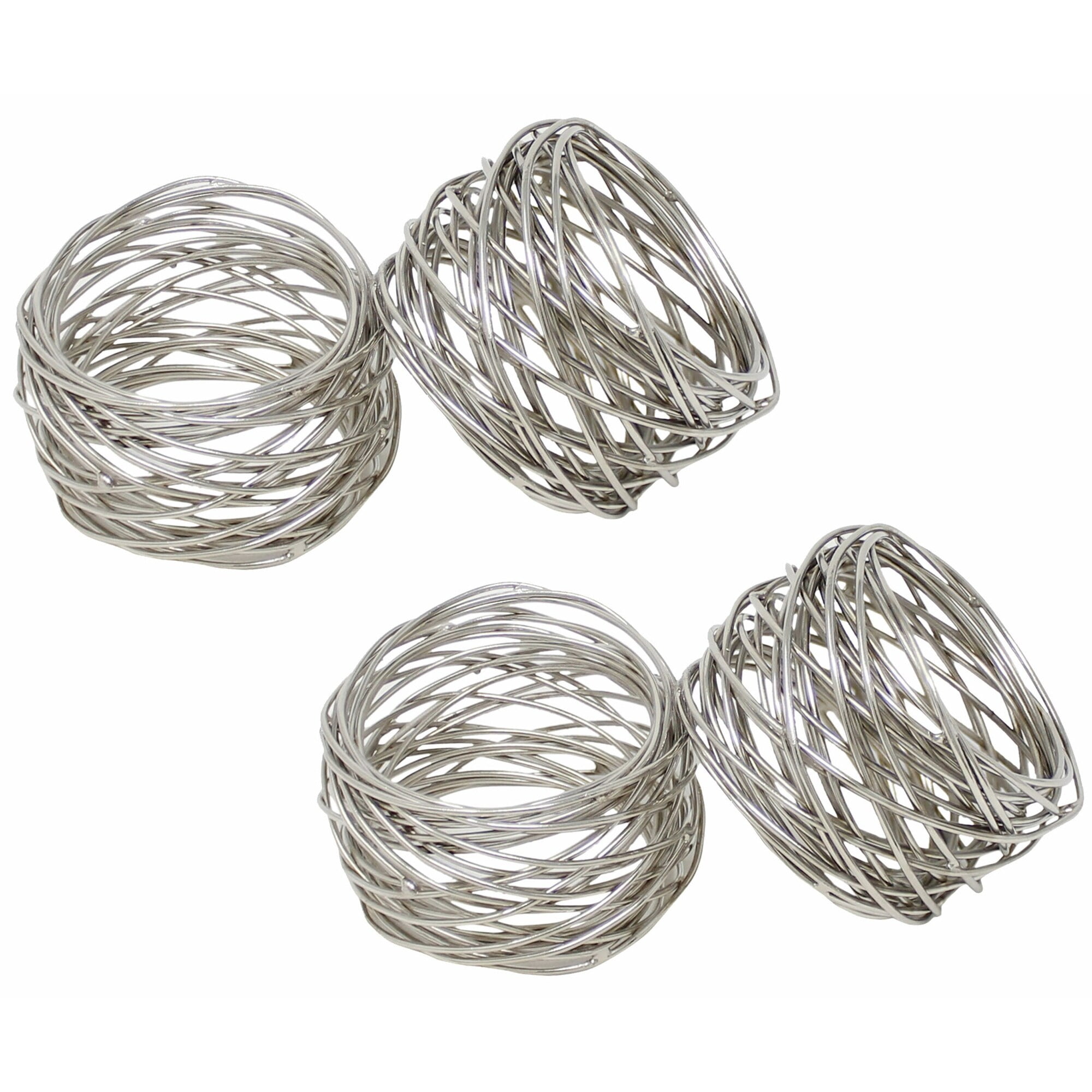 Silver Metal Twine Design Napkin Rings Set of 4