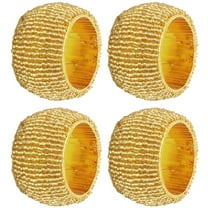 Rangeene Handmade Bohemian Finely Beaded Napkin Rings Set Gold Set of 4