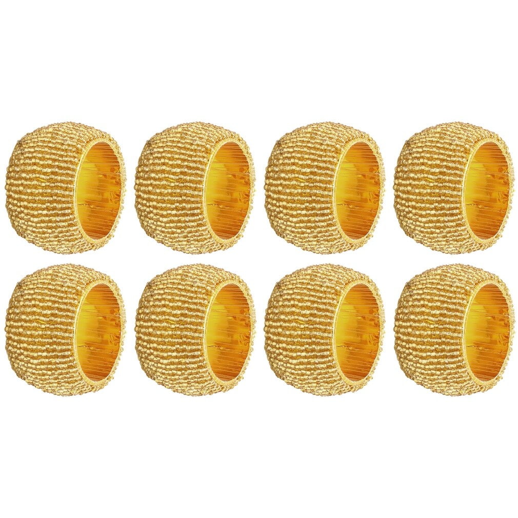 Handmade Gold Beaded Bohemian Napkin Rings Set of 8