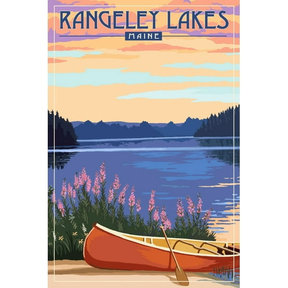 Rangeley Lakes, Maine, Canoe and Lake (36x54 Giclee Gallery Art Print, Vivid Textured Wall Decor)