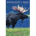 thumbnail image 1 of Rangeley Lakes, Maine, Moose at Night (9x12 Wall Art Print, Home Decor), 1 of 3