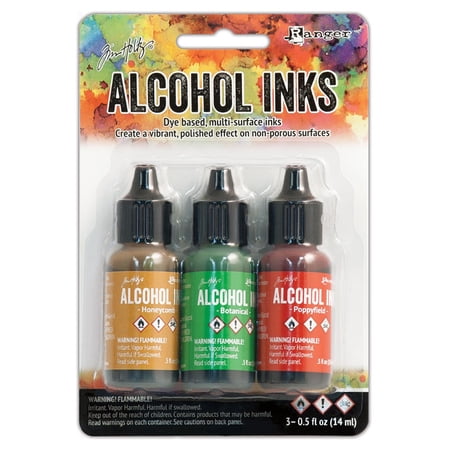 Tim Holtz Alcohol Ink .5oz 3/Pkg-Conservatory-Honeycmb/Botanical/Poppyfld
