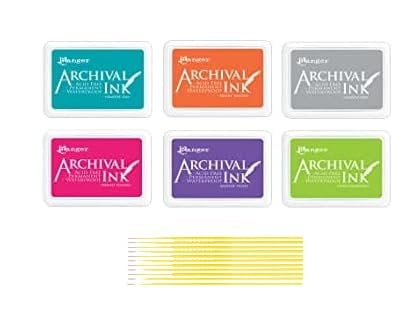 Ranger Archival Pad Bundle Vibrant Collection - Bright Tangelo, Paradise Teal, Shadow Grey, Vibrant Fuchsia, Vivid Chartreuse, Majestic Violet