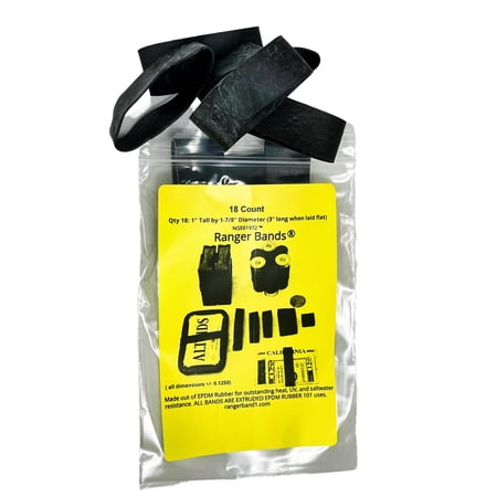 Ranger Bands® 18 EX LG Made From Black EPDM Rubber Camping & Strapping Gear Made in the USA