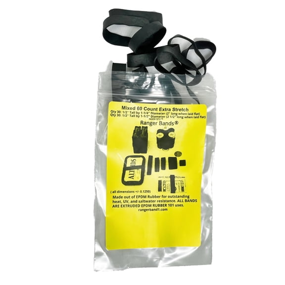 Ranger Bands 60 Mixed Made From Black EPDM Rubber Camping & Strapping Gear Made in the USA