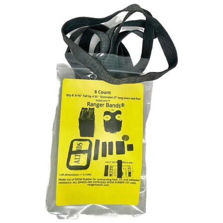 Ranger Bands® 8 Ex LG Made From Black EPDM Rubber Camping & Strapping Gear Made in the USA