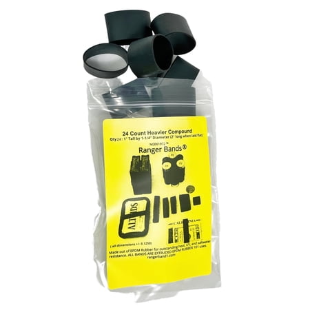 Ranger Bands® Medium Wide 24 Count Heavier Compound from Black EPDM Rubber Made in the USA