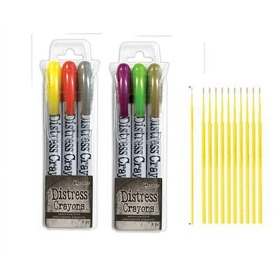 Ranger Distress Crayon Bundles - Pearl Distress Crayon Sets with PTP Detail Sticks (Halloween Crayon Sets 3 & 4)