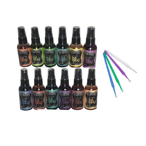 Ranger Dylusions Ink Spray Value Bundle with Bonus Purple Turtle Blending Sticks 12 Bolder & Brighter Collection
