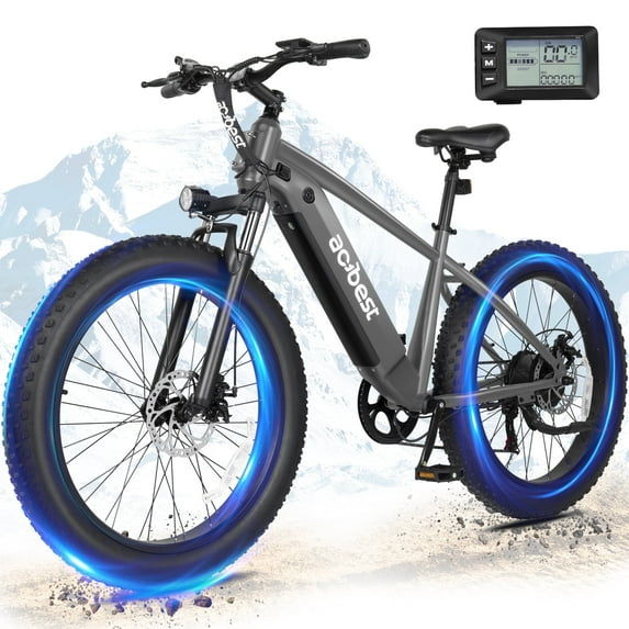 Actbest Ranger Electric Bicycle for Adults,26"*4"Fat Tire Electric Mountain Bike with Peak 1400W Motor 28Mph, 7-Speed EbikesGray