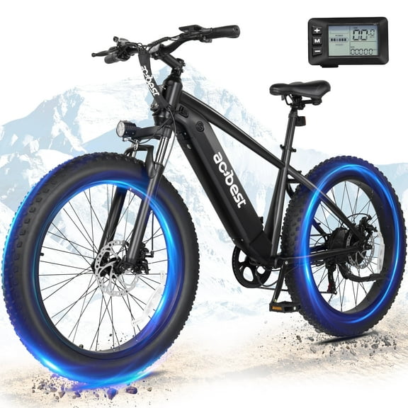Actbest Ranger Electric Bicycle for Adults,26"*4"Fat Tire Electric Mountain Bike with Peak 1400W Motor 28Mph, 7-Speed Ebikes Black