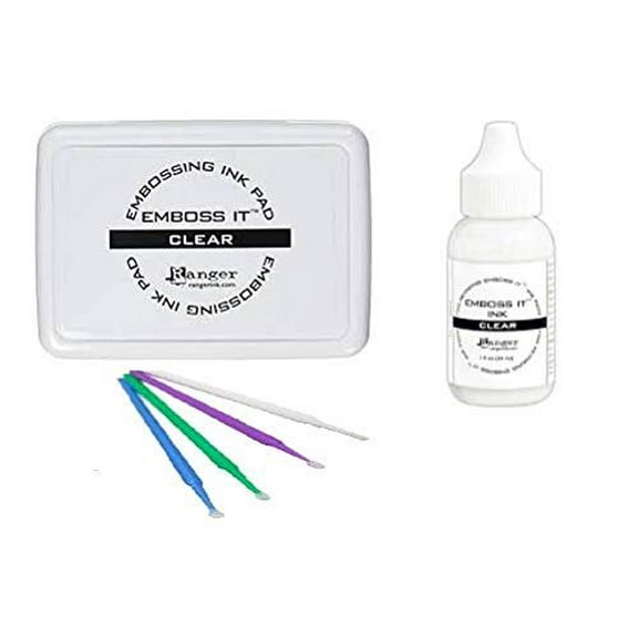 Ranger Emboss IT Bundle Includes Clear Embossing Ink Pad and Reinker with PTP Blending Sticks