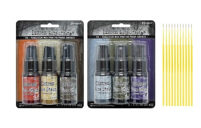 Ranger Holtz Distress Mica Stain Bundle - Halloween Mica Sets #5 & #6 with Trebbies Detail Sticks