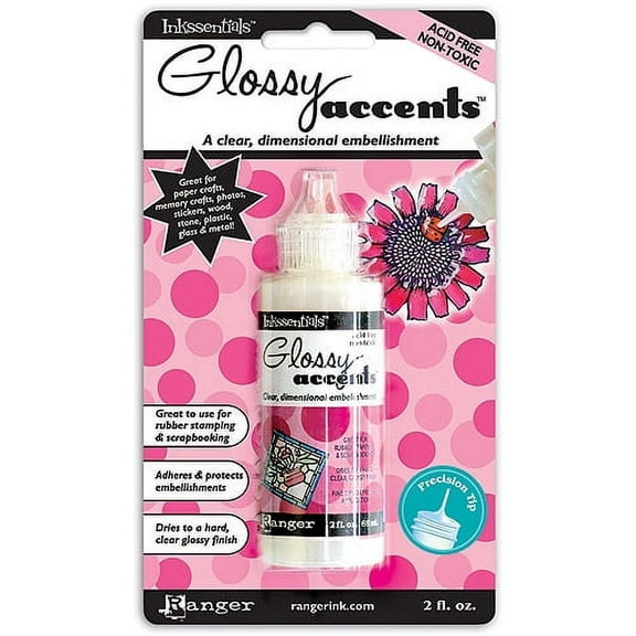 Ranger Inkssentials Glossy Accents Clear 3-Dimensional Gloss Medium, 2fl oz