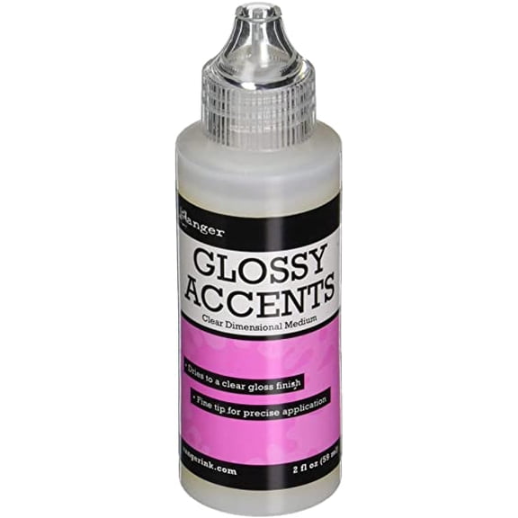 Ranger Inkssentials Glossy Accents Clear 3-Dimensional Gloss Medium, 2fl oz
