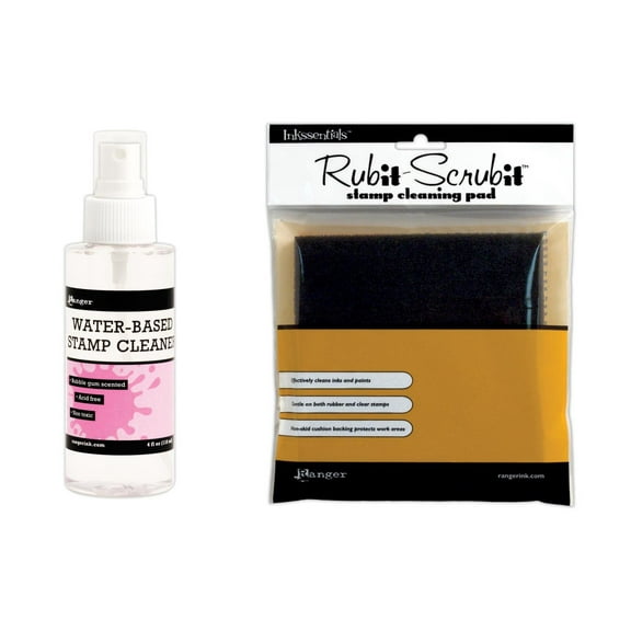 Ranger Inkssentials Water-Based Stamp Cleaner Spray & "Rub It Scrub It" Cleaning Pad