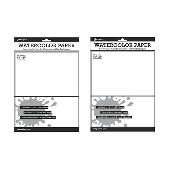 Ranger Inkssentials Watercolor Paper White 8.5-inch x 11-inch, 2 Pack 20 Sheets