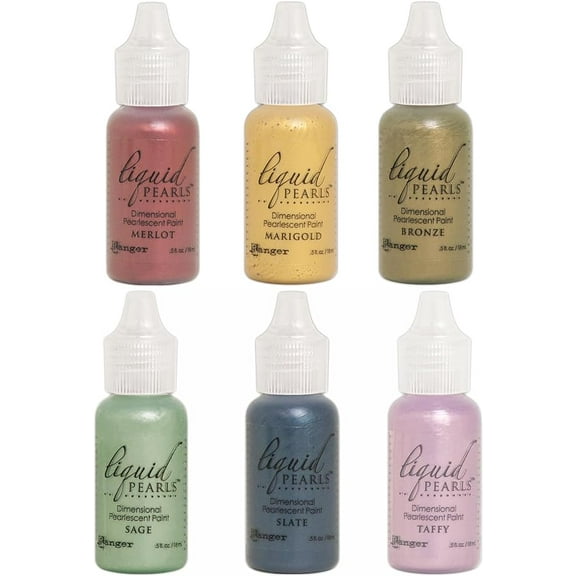 Ranger - Liquid Pearls Pearlescent Paint 2018 Bundle of 6 Colors - Bronze, Marigold, Merlot, Sage, Slate and Taffy