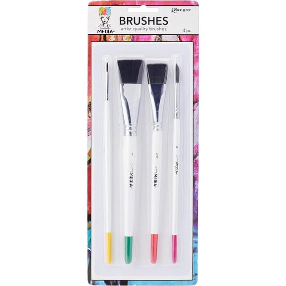Ranger Detail Brush Set: 4-Piece Pack for Precision Painting with Round, Fine Point, and Flat Brushes