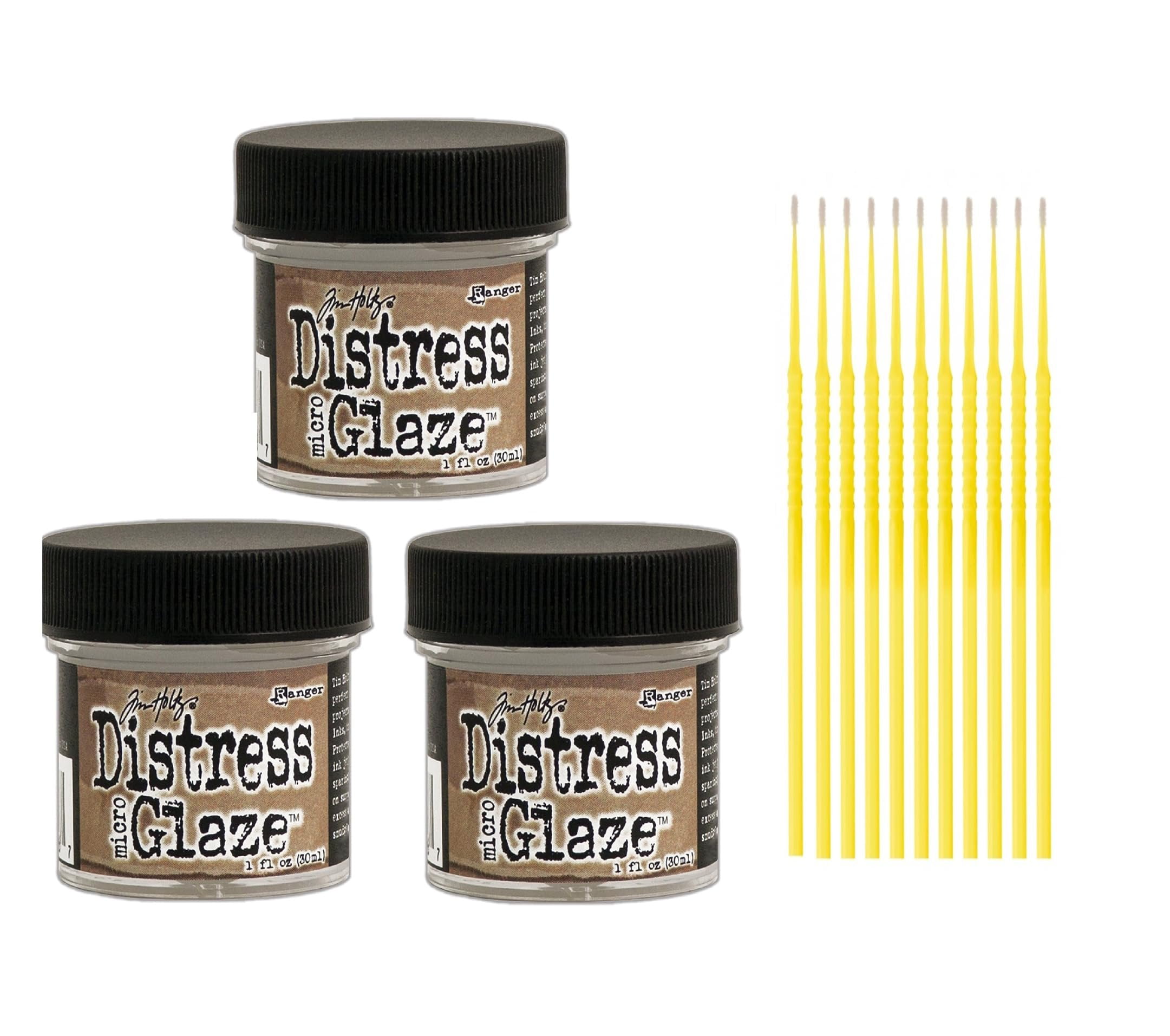Ranger Micro Glaze Bundle - 3 Jars of Distress Micro Glaze with Trebbies Detail Sticks