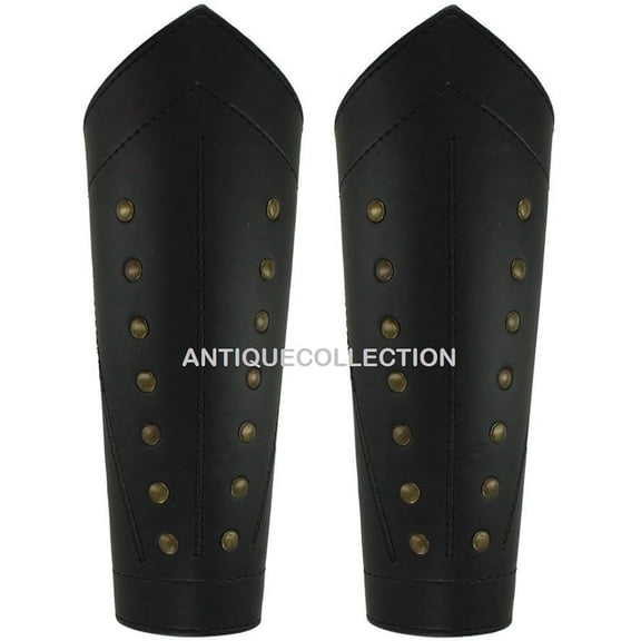 Ranger Thief Sable Black Studded Leather Light Armor Laced Greaves