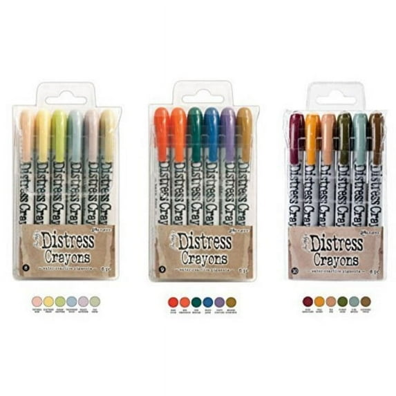 Ranger Tim Holtz 18 Distress Crayons Bundle: Sets 8, 9, 10