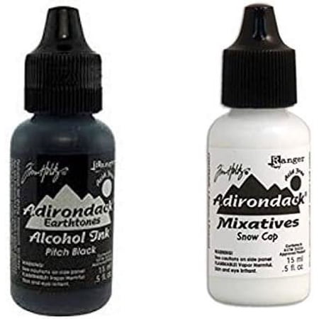Ranger Tim Holtz Adirondack Alchol Ink & Mixative Pitch Black and Snow Cap White TIM34049