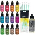 thumbnail image 1 of Ranger Tim Holtz Alcohol Pearls Complete Set Bundle All 12 Colors, 2-Ounce Ranger Alcohol Ink Blending Solution 10x Pixiss Alcohol Ink Blending Tools for Blending Your Pearls On Yupo Paper and More, 1 of 8