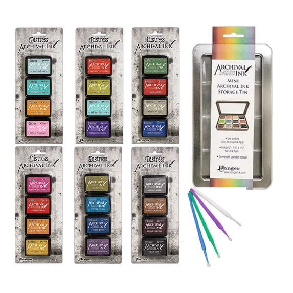 Ranger Tim Holtz Distress Archival Mini Ink Bundle Complete 6 Kits ...