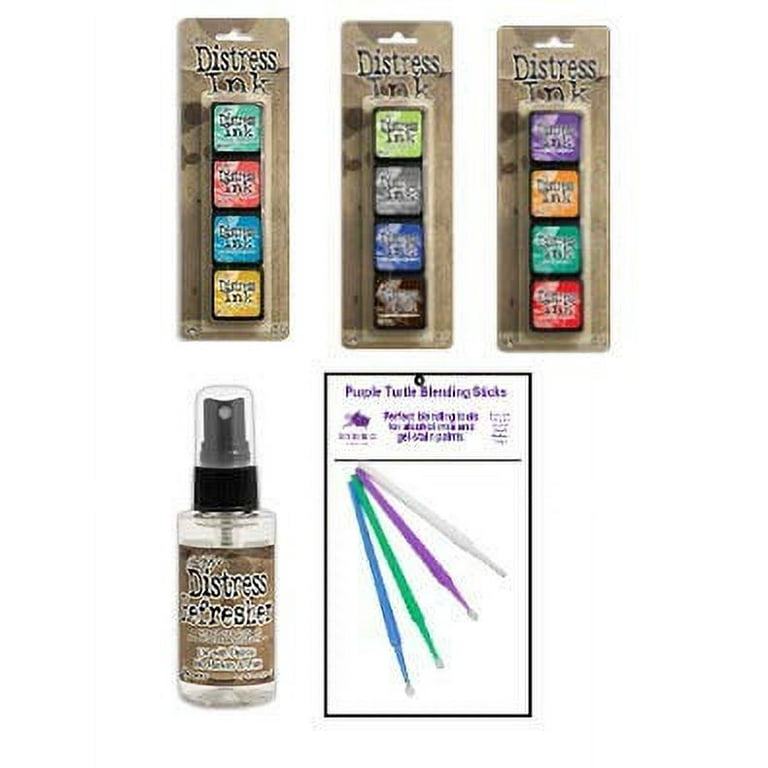 Ranger Tim Holtz Distress Bundle - Distress Ink Pad Sets #13, 14, 15 Plus Distress Refresher with Bonus PTP Blending Sticks